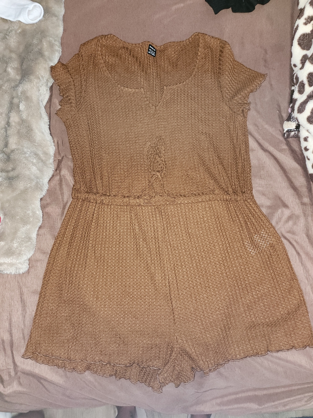 Womens Brown Knit Short Romper Playdress